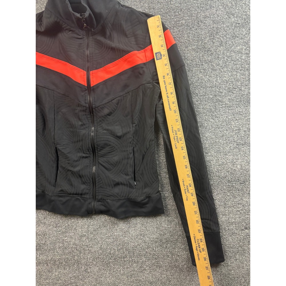 Trina Turk Recreation Track Jacket Women M Black Orange Chevron Full Zip - Picture 3 of 8